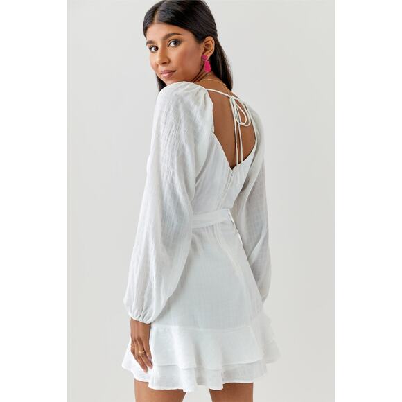 Hannah Textured Front Tie Mini Dress Women's 3x White NWT - Picture 3 of 11